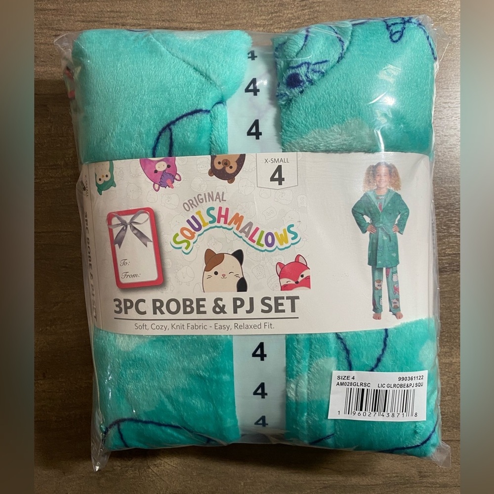(NEW) Squishmallows - Character Girls 3-Piece Robe & Pajama Set